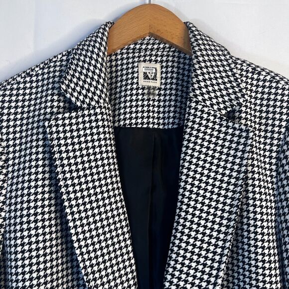 Anne Klein Houndstooth Open Front Gold Button Lined Blazer Jacket Size XL - Picture 3 of 9